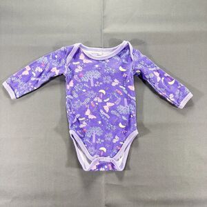The Peanutshell 0-3m Babygirl Purple Whimsical Longsleeve Bodysuit